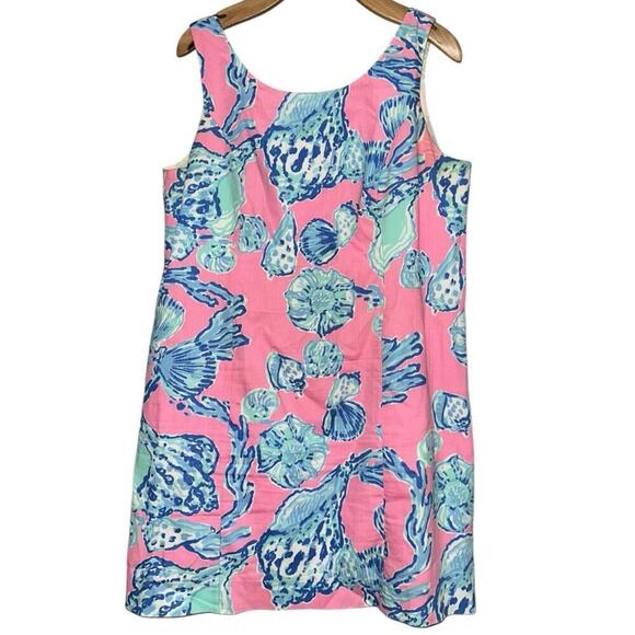 Lilly Pulitzer 12 Blue Pink Pout Cathy Barefoot Princess Lace Back Shift Dress - Picture 3 of 11